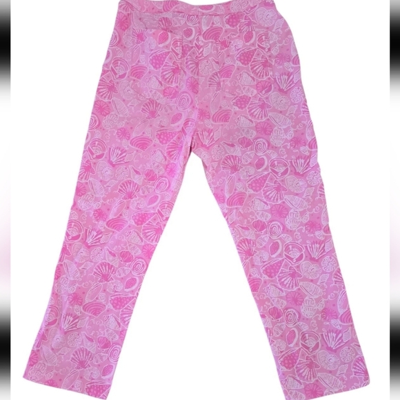 Lilly Pulitzer Womens Pink Seashell Cropped Straight Leg Pants Size 4 - Picture 6 of 6